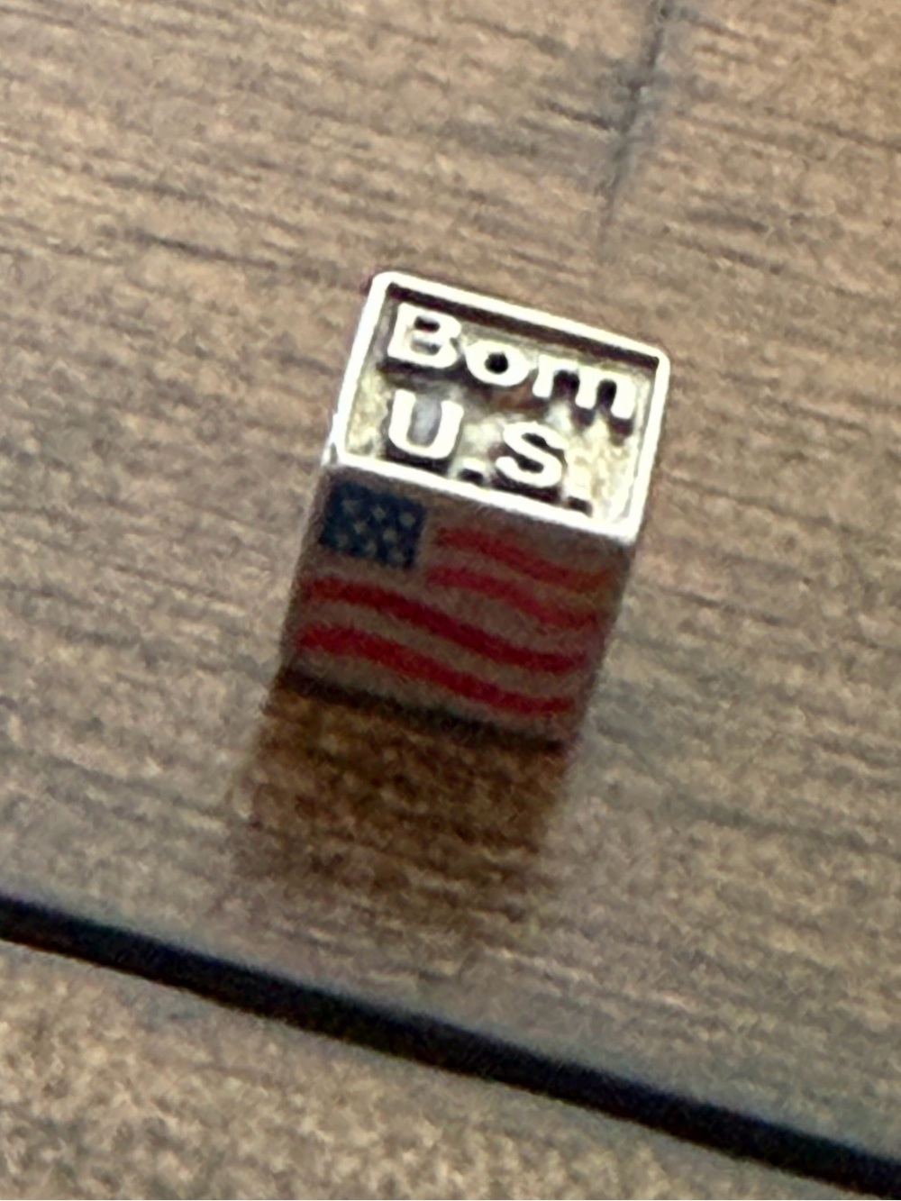 BORN USA United States Flag 100% IRISH Silver Tone Bead Charm NOT PANDORA